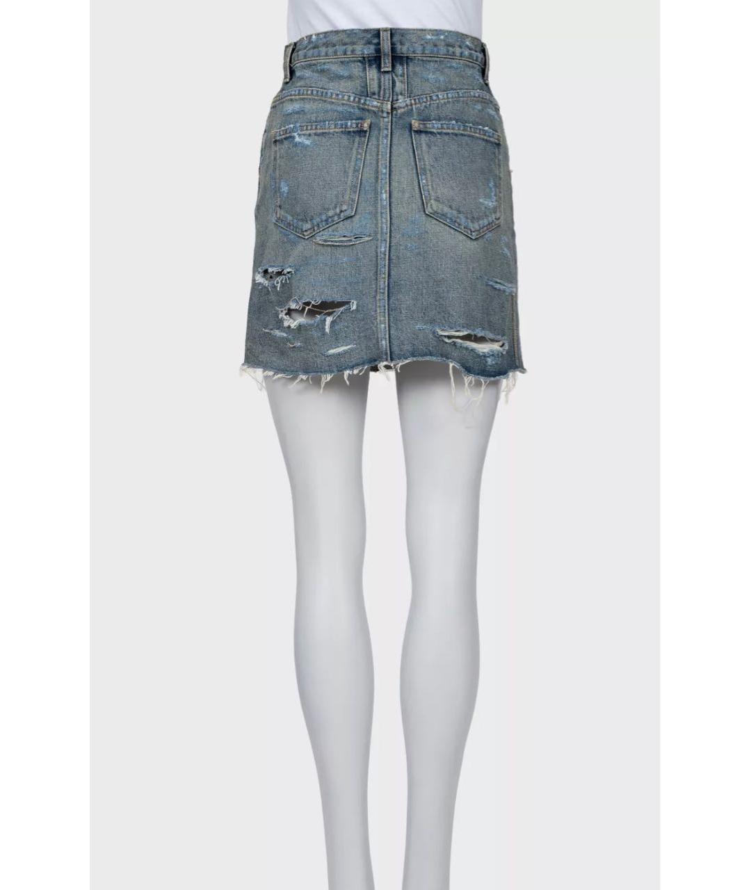 SAINT LAURENT Голубая деним юбка мини, фото 2