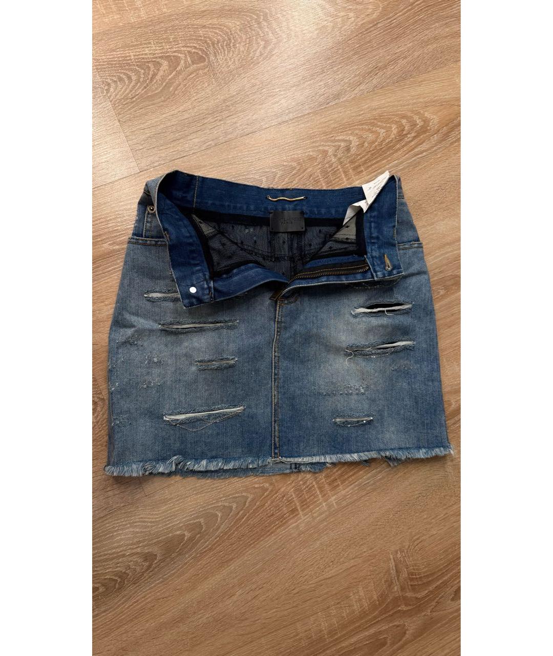 SAINT LAURENT Голубая деним юбка мини, фото 4