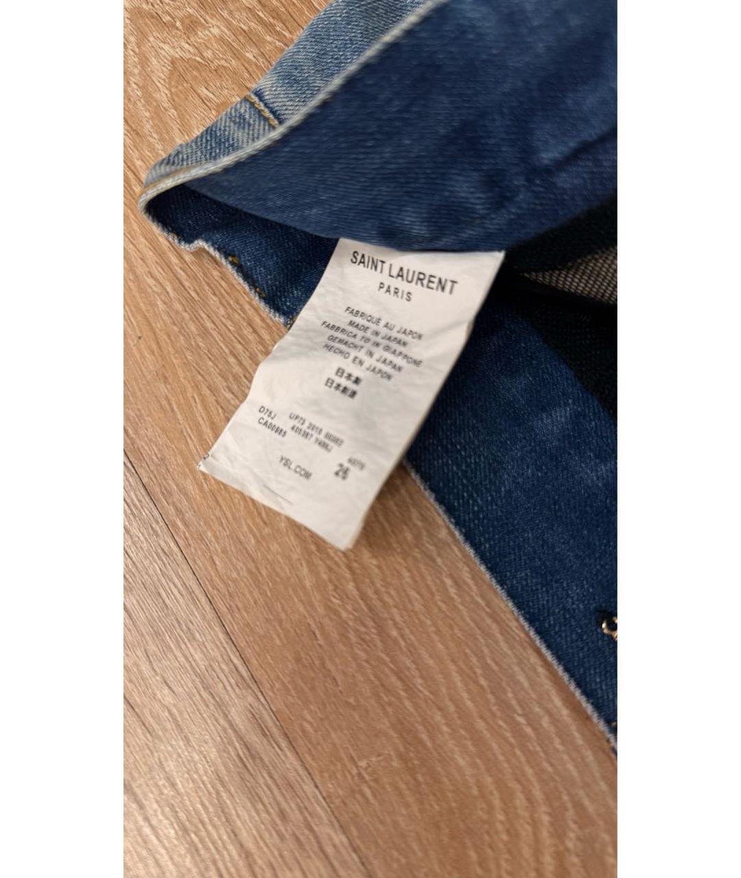 SAINT LAURENT Голубая деним юбка мини, фото 5