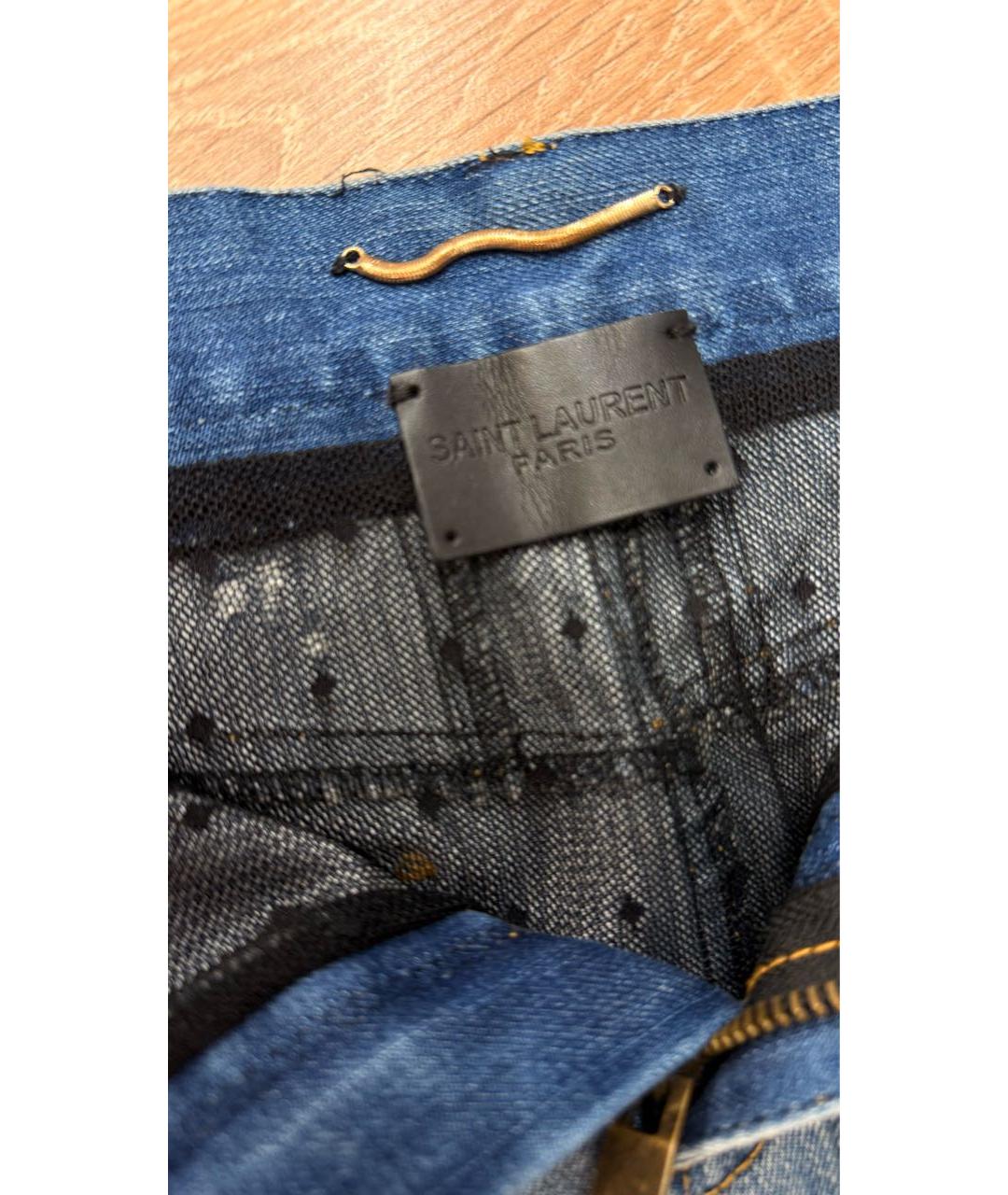SAINT LAURENT Голубая деним юбка мини, фото 3