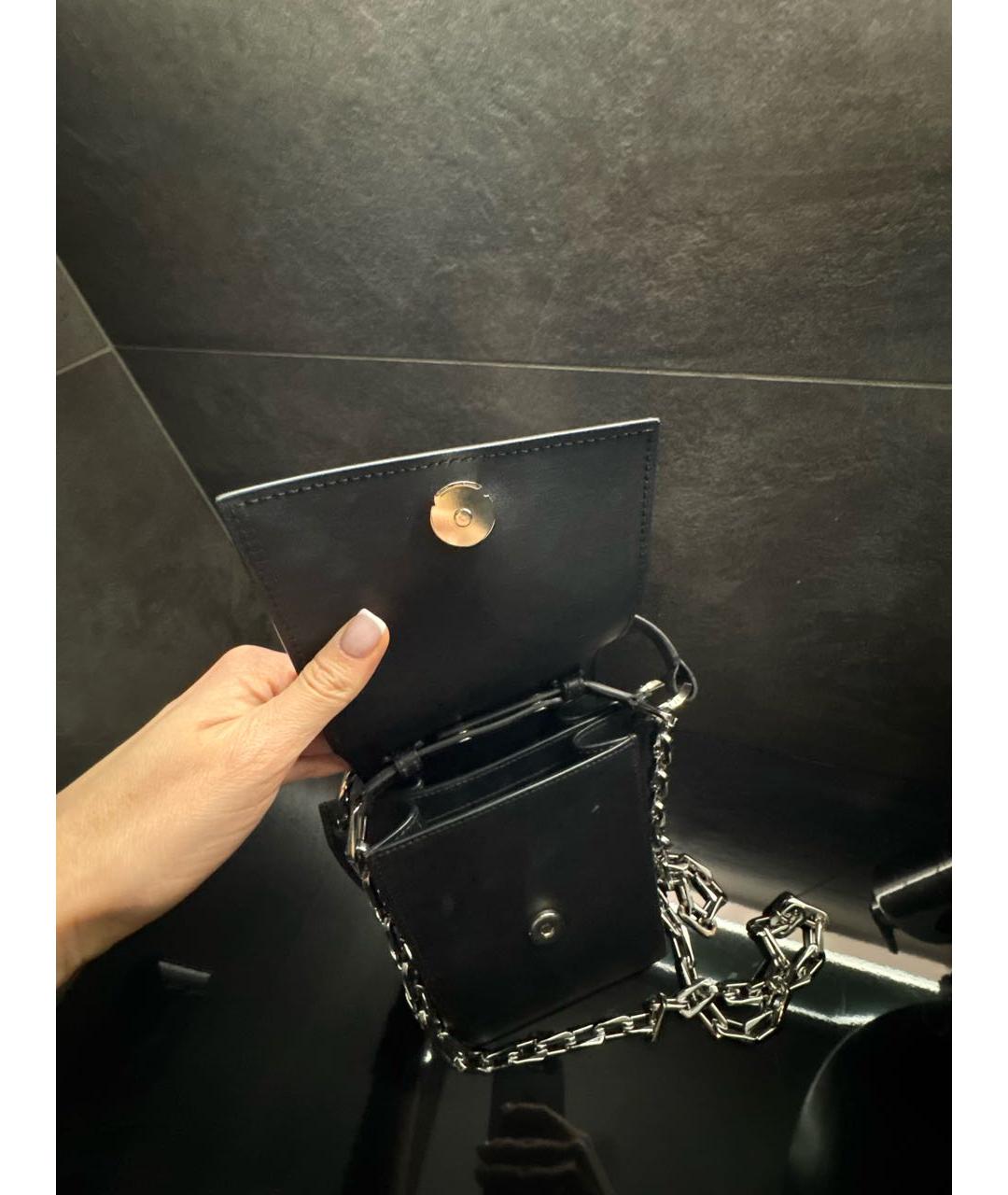 TRUSSARDI Черная кожаная сумка через плечо, фото 4