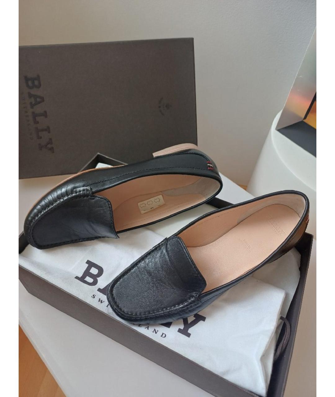 BALLY Черные кожаные мокасины, фото 4