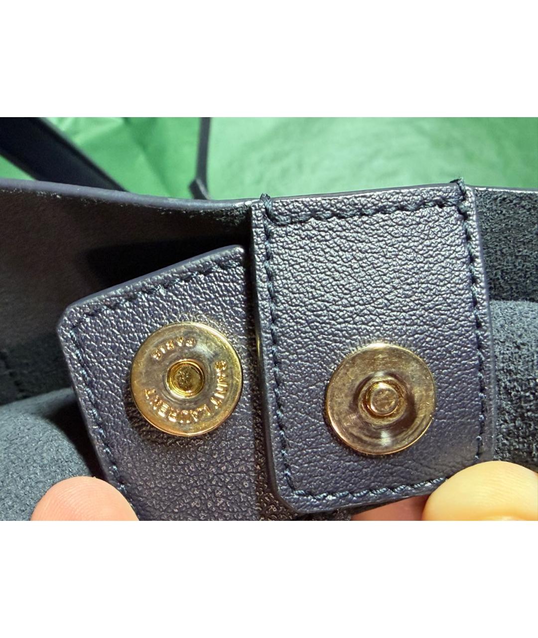 SAINT LAURENT Темно-синяя кожаная сумка тоут, фото 6