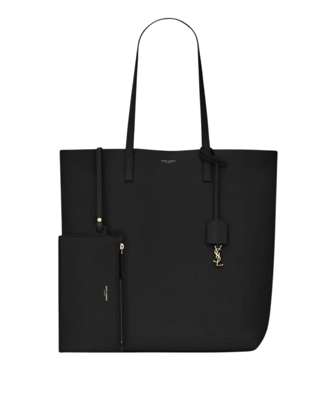 SAINT LAURENT Темно-синяя кожаная сумка тоут, фото 1