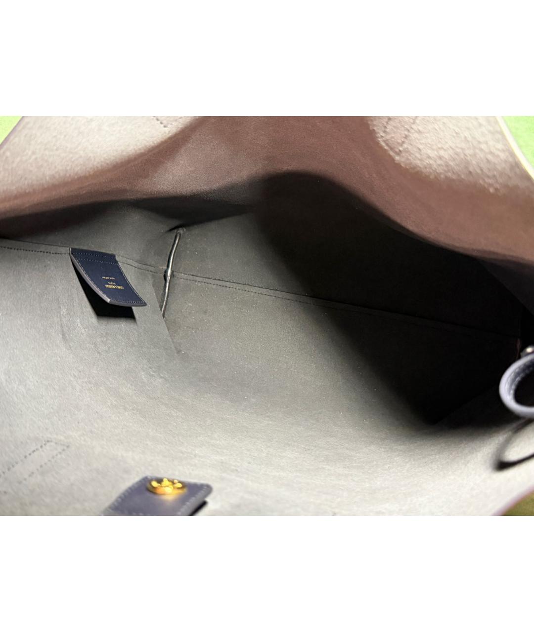 SAINT LAURENT Темно-синяя кожаная сумка тоут, фото 4