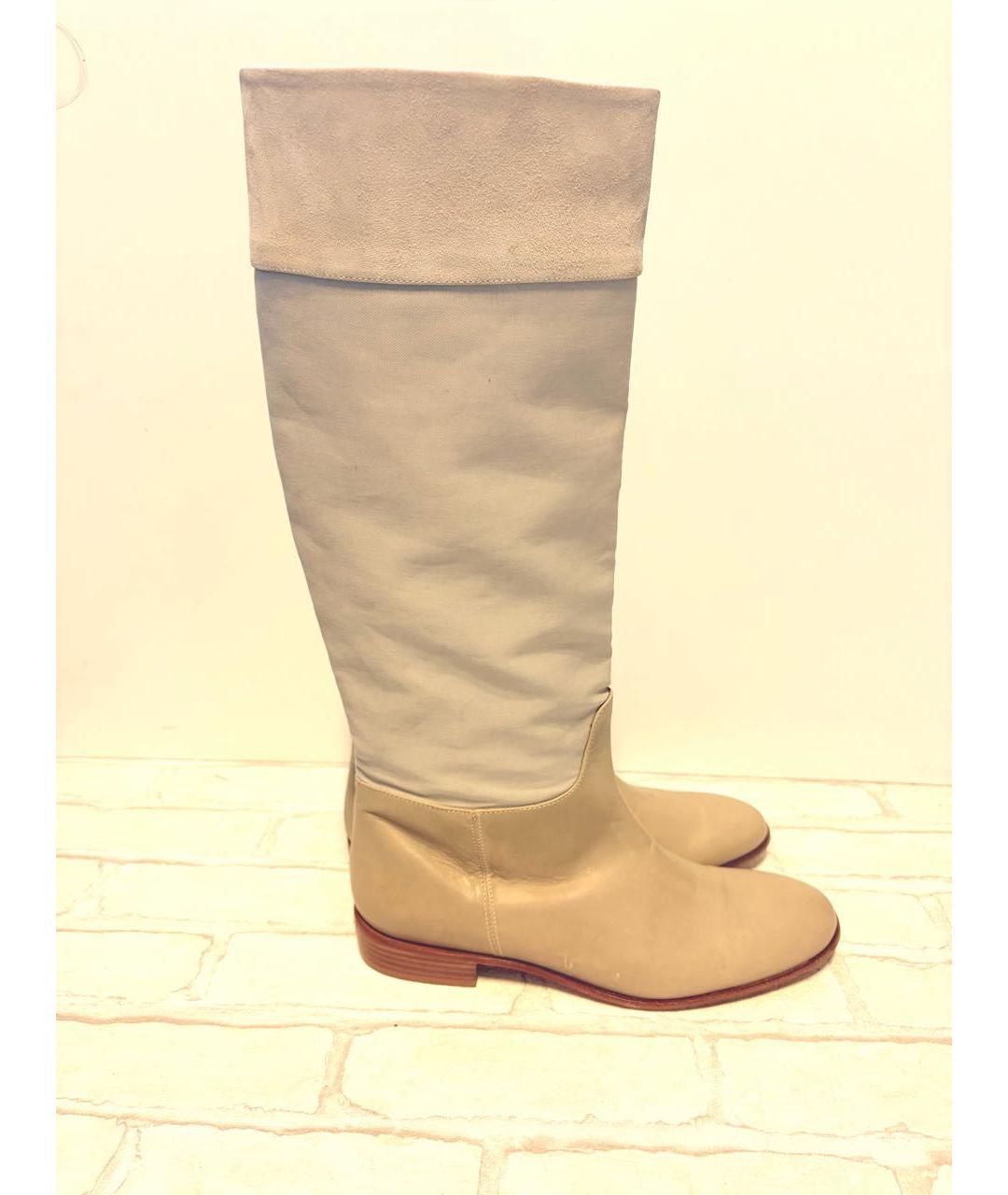 MAX MARA Бежевые кожаные сапоги, фото 9