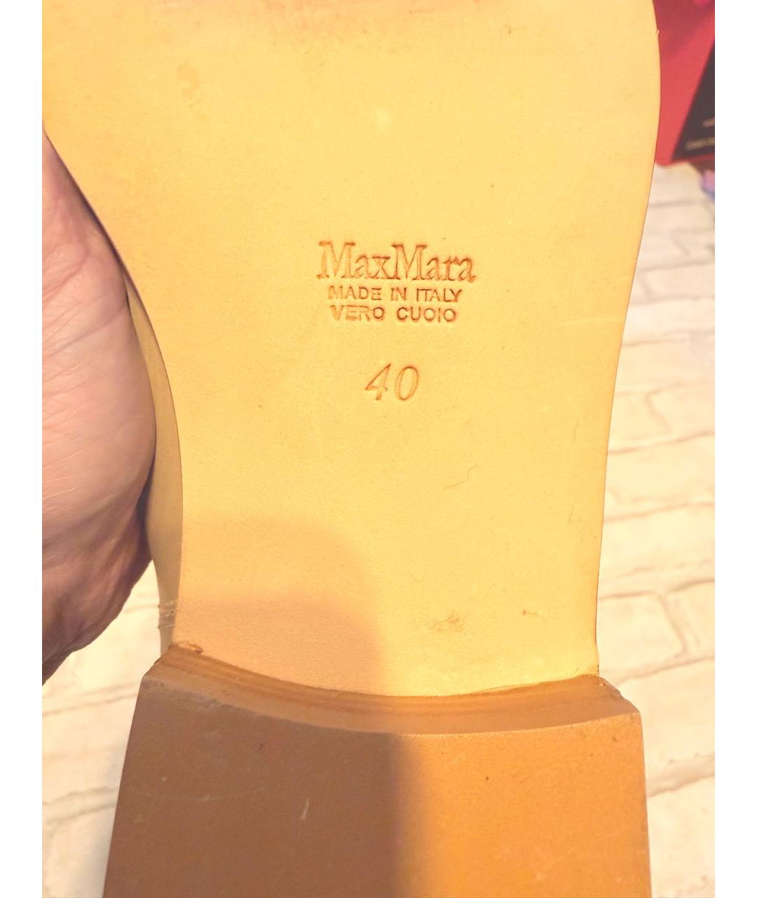 MAX MARA Бежевые кожаные сапоги, фото 8