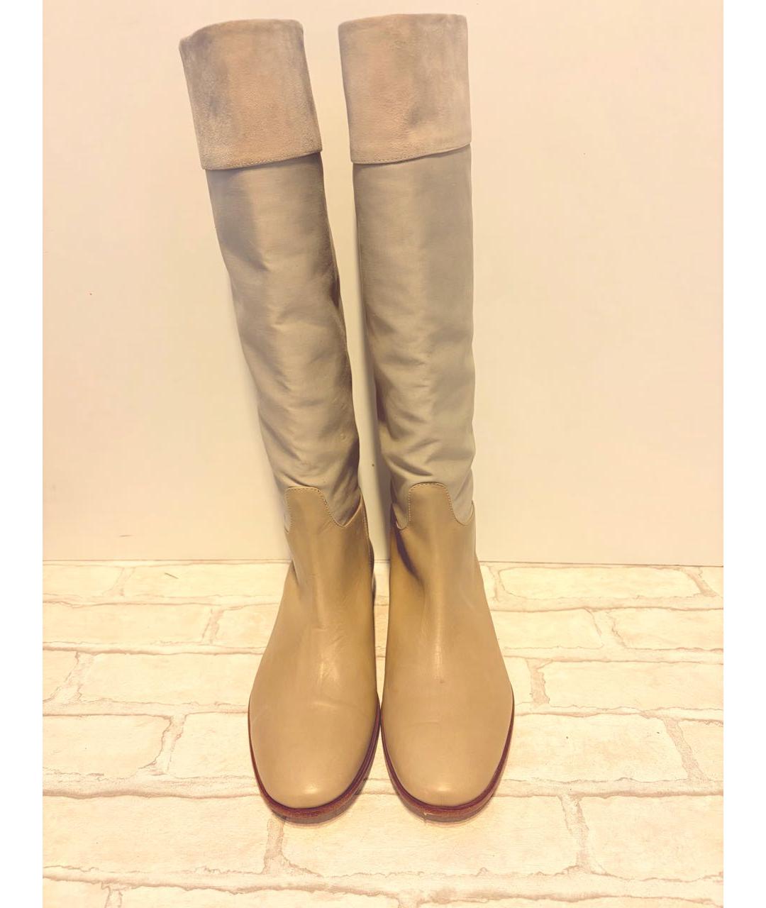 MAX MARA Бежевые кожаные сапоги, фото 2