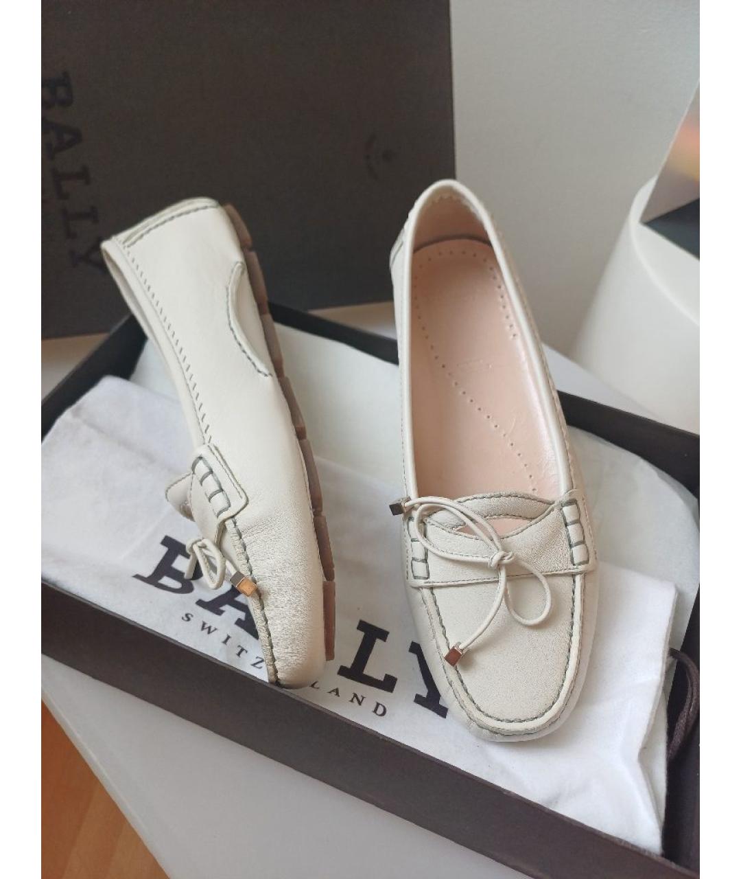 BALLY Белые кожаные мокасины, фото 7