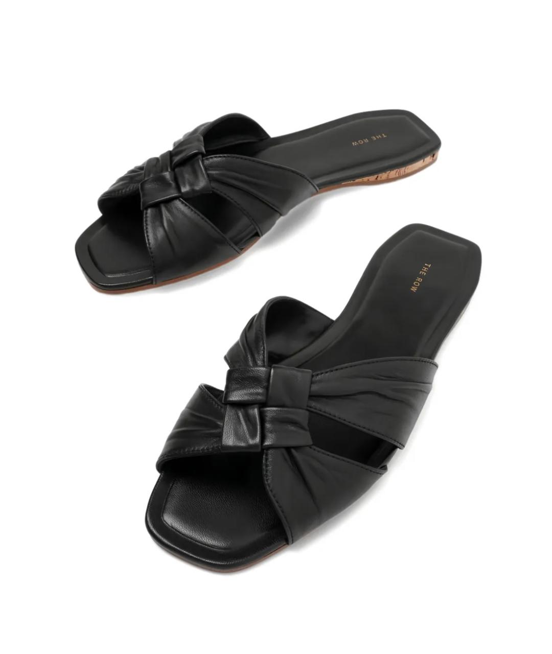 THE ROW Черные кожаные шлепанцы, фото 3