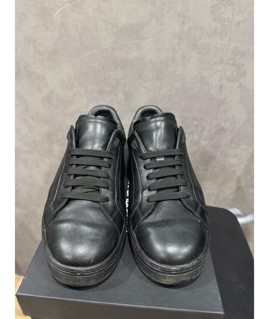 DOLCE&GABBANA Черные кожаные низкие кроссовки / кеды, фото 2