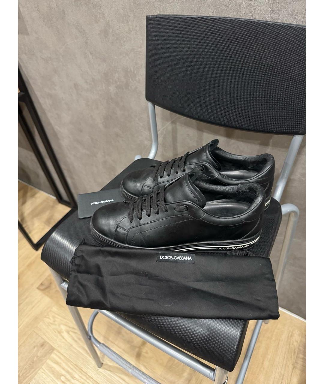 DOLCE&GABBANA Черные кожаные низкие кроссовки / кеды, фото 6
