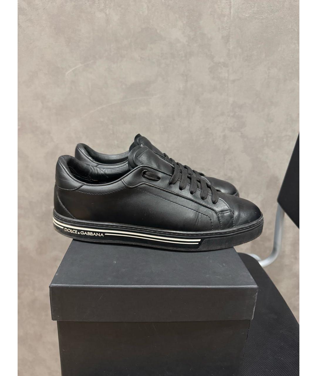 DOLCE&GABBANA Черные кожаные низкие кроссовки / кеды, фото 9
