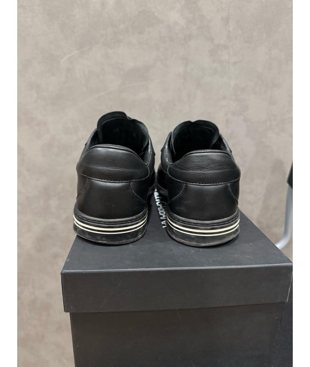 DOLCE&GABBANA Черные кожаные низкие кроссовки / кеды, фото 4