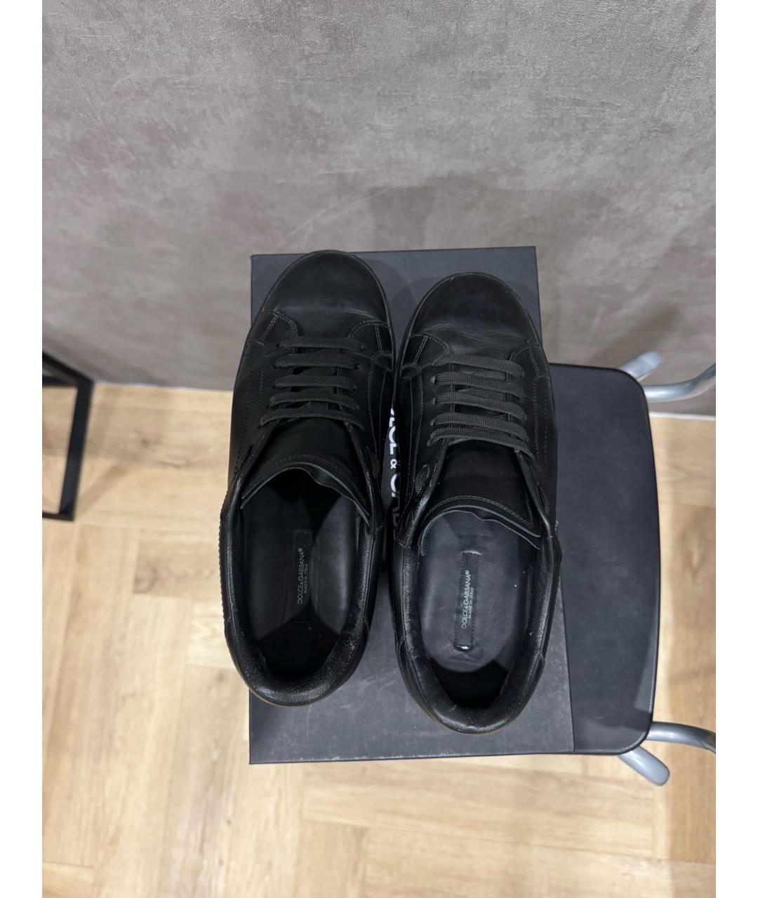 DOLCE&GABBANA Черные кожаные низкие кроссовки / кеды, фото 3