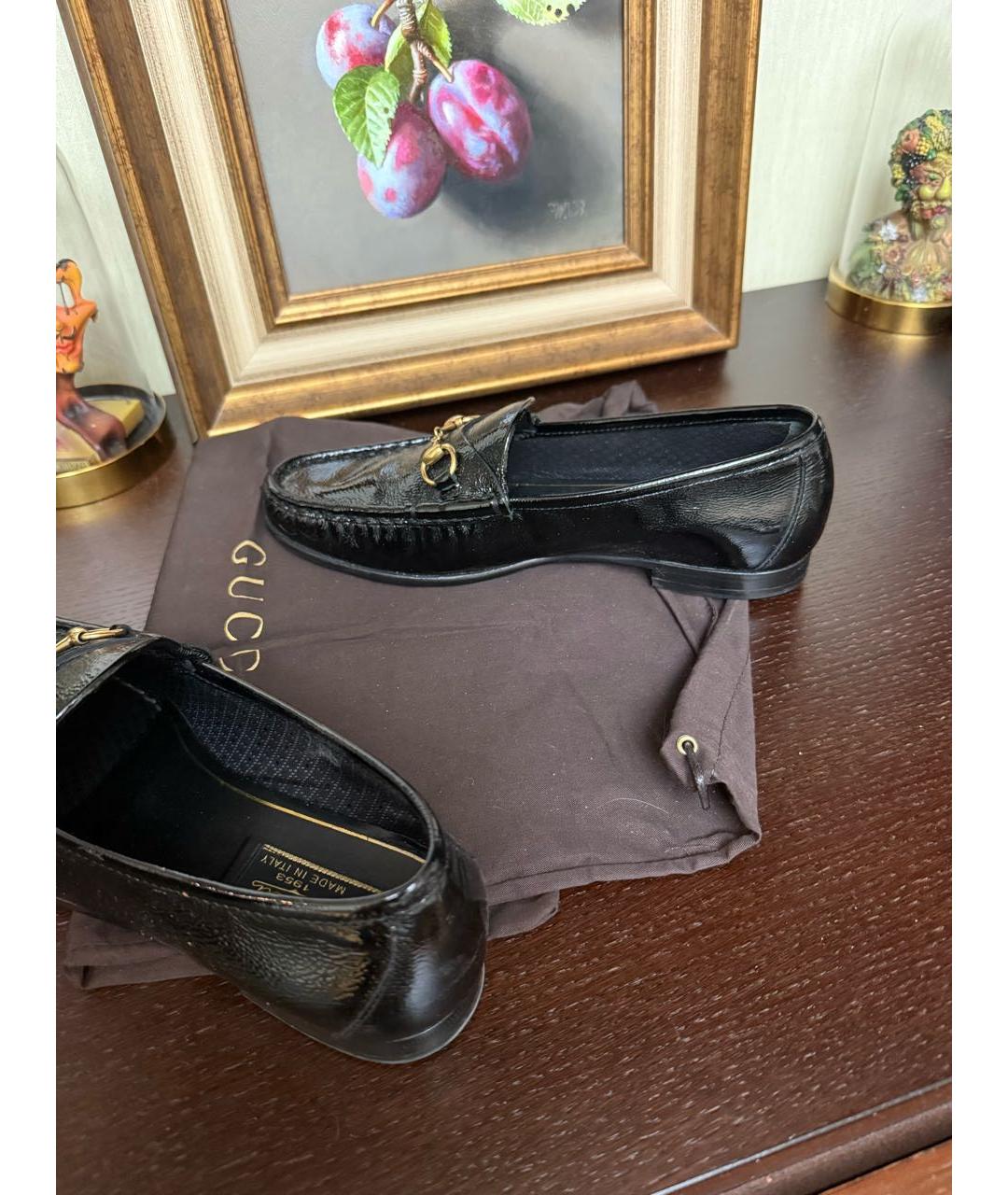 GUCCI Черные лоферы из лакированной кожи, фото 4