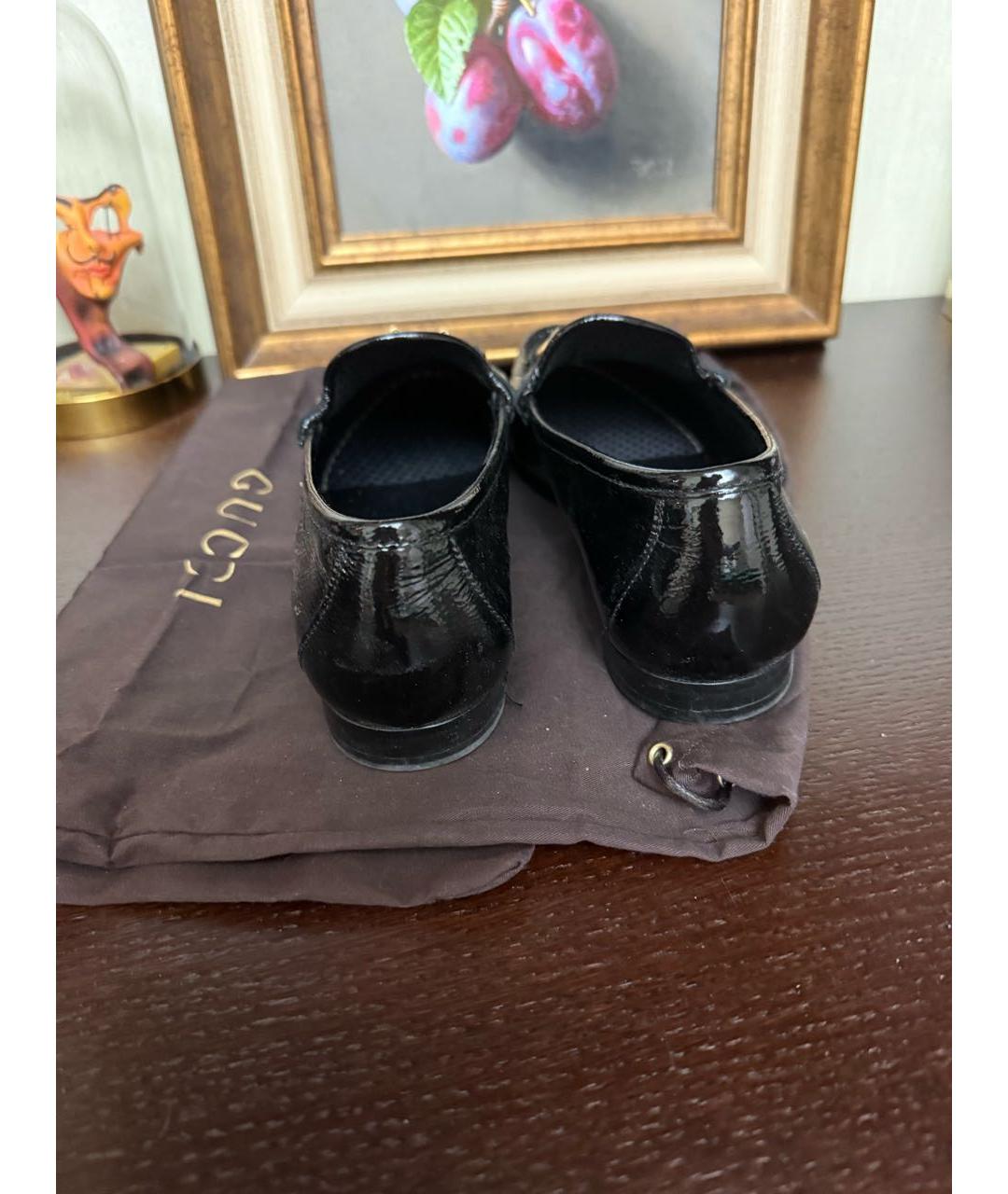 GUCCI Черные лоферы из лакированной кожи, фото 5