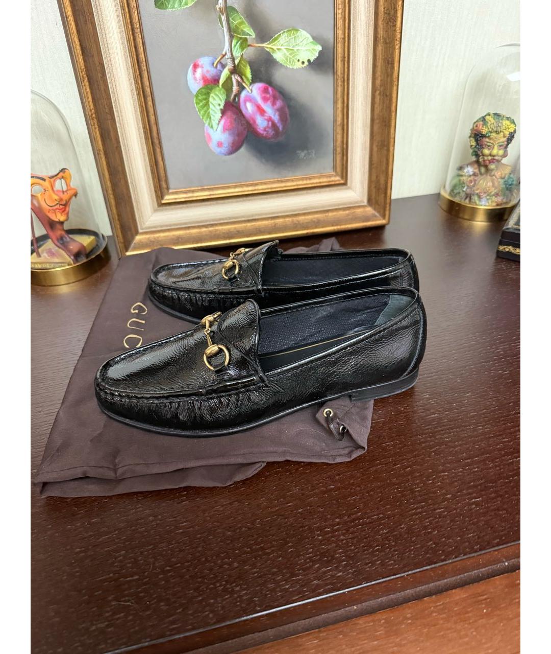 GUCCI Черные лоферы из лакированной кожи, фото 8