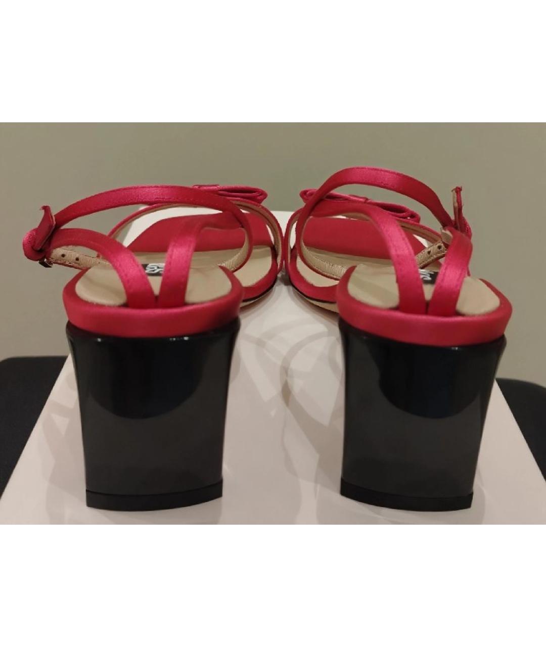 SERGIO ROSSI Фуксия кожаные босоножки, фото 4