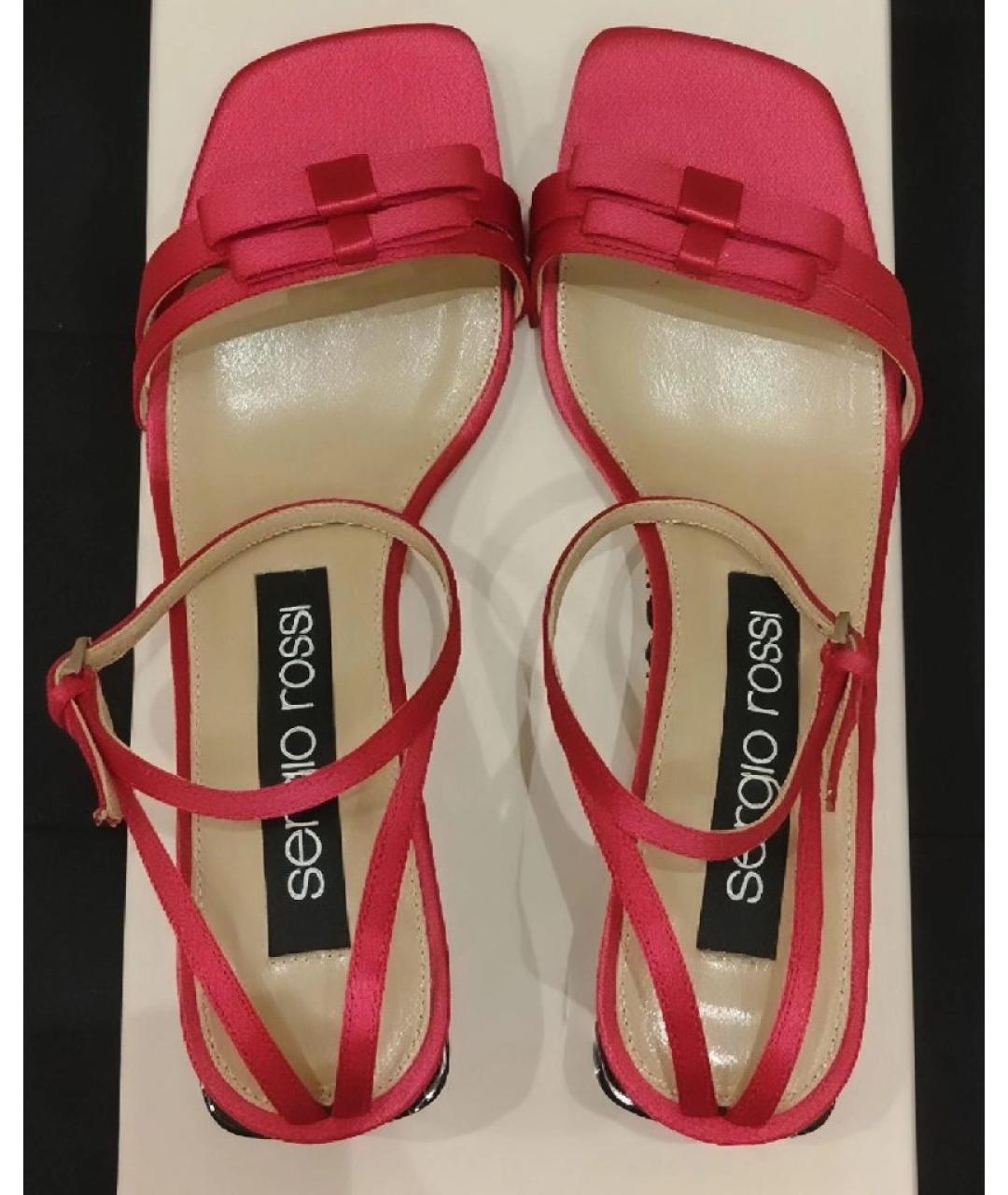 SERGIO ROSSI Фуксия кожаные босоножки, фото 3