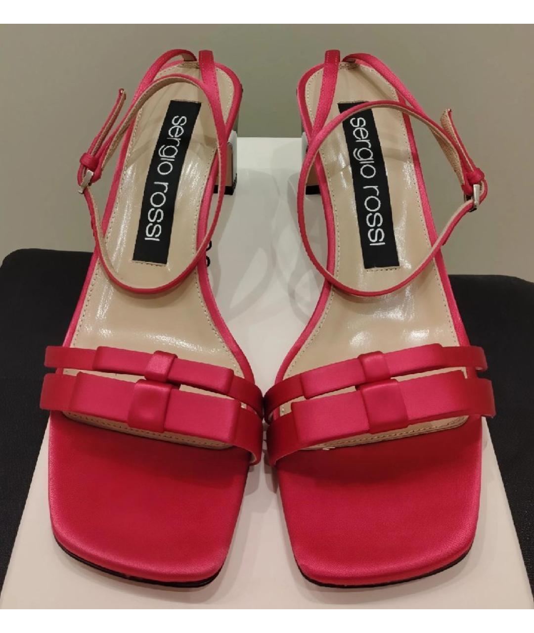 SERGIO ROSSI Фуксия кожаные босоножки, фото 2