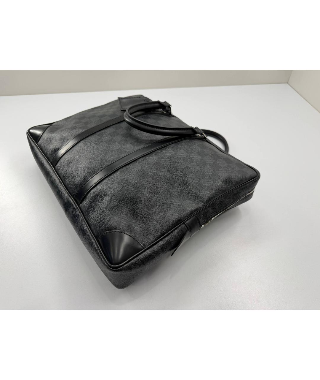 LOUIS VUITTON Черный кожаный портфель, фото 6