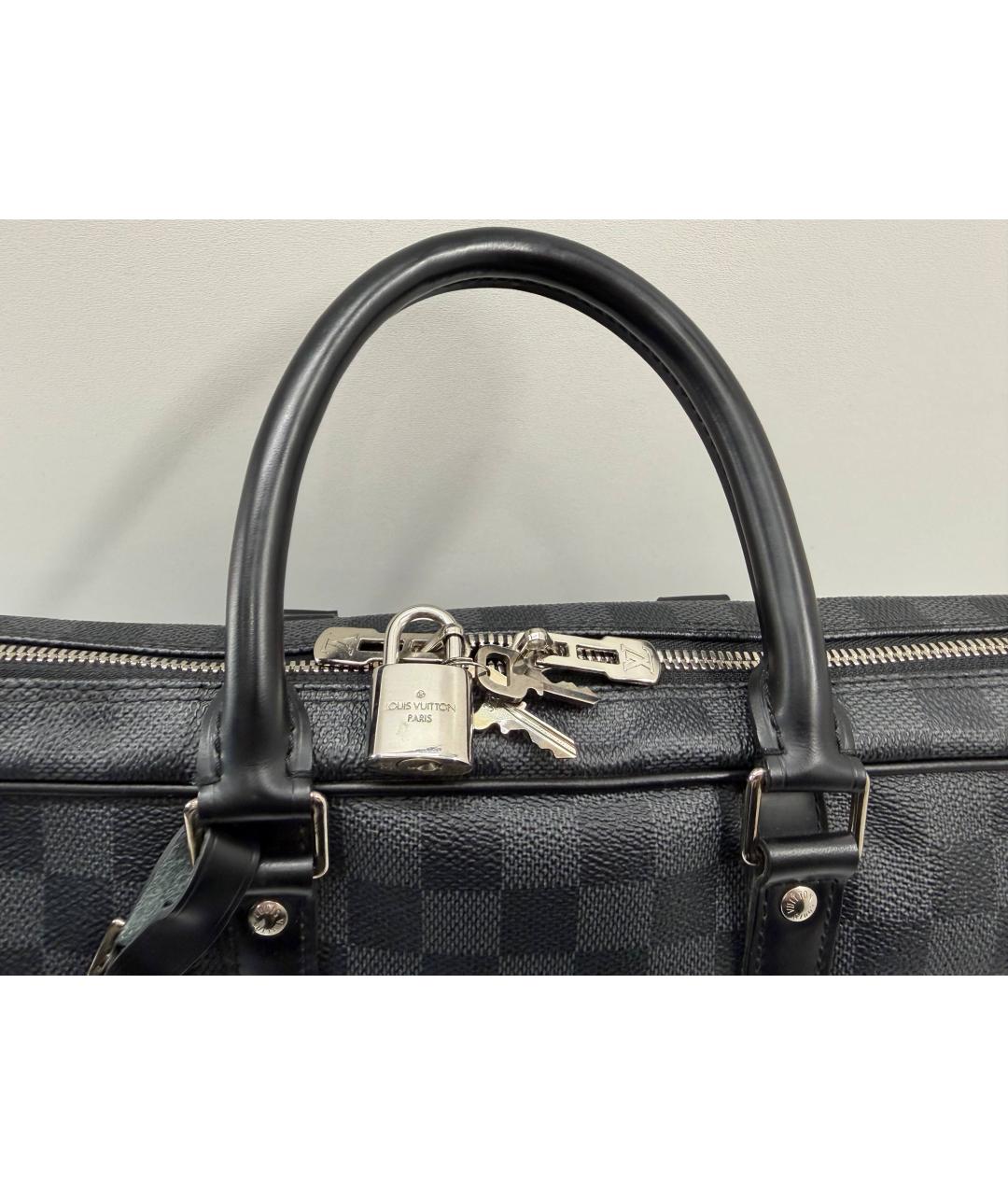 LOUIS VUITTON Черный кожаный портфель, фото 4