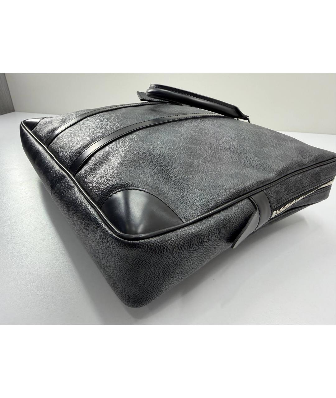 LOUIS VUITTON Черный кожаный портфель, фото 7