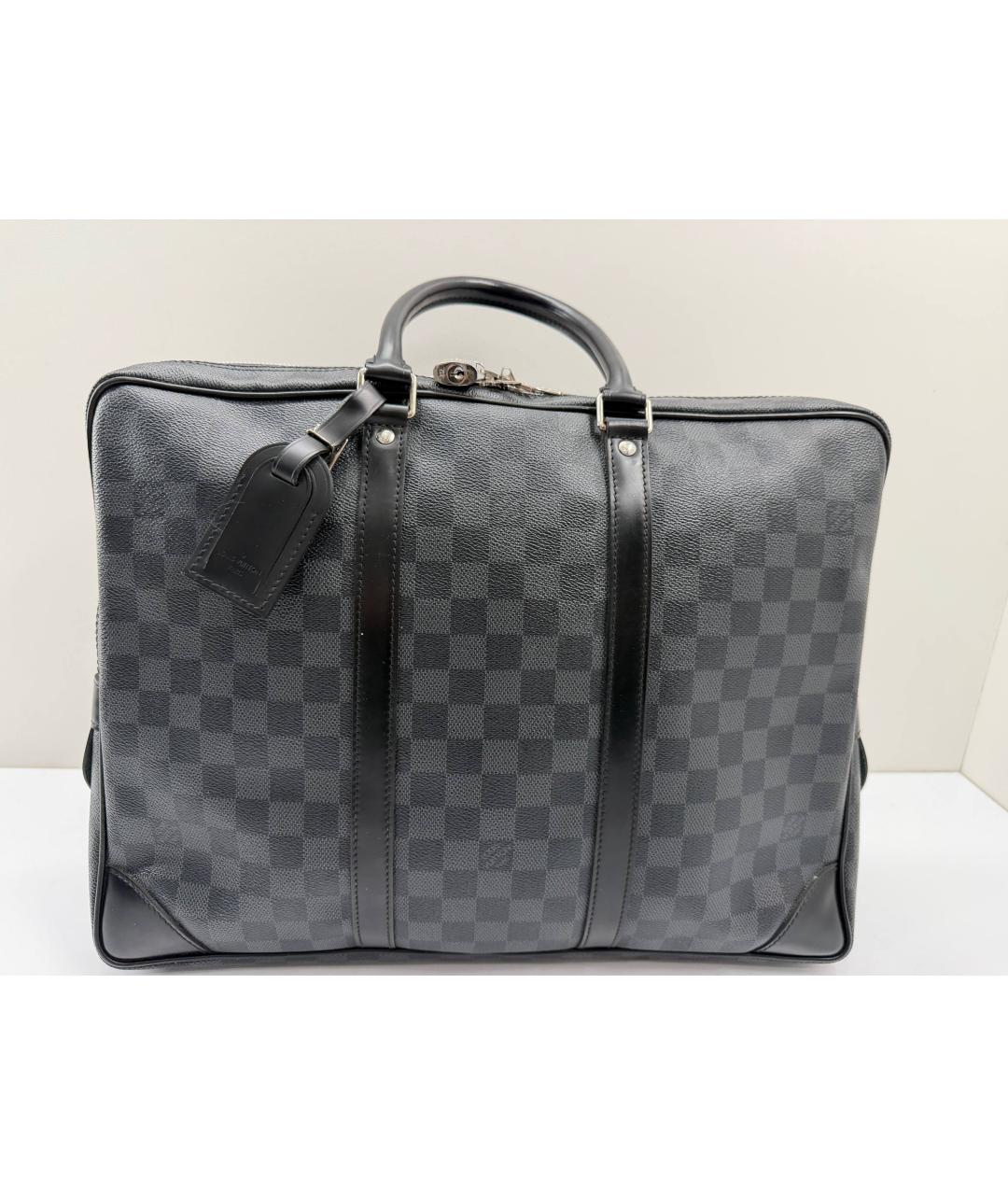 LOUIS VUITTON Черный кожаный портфель, фото 2