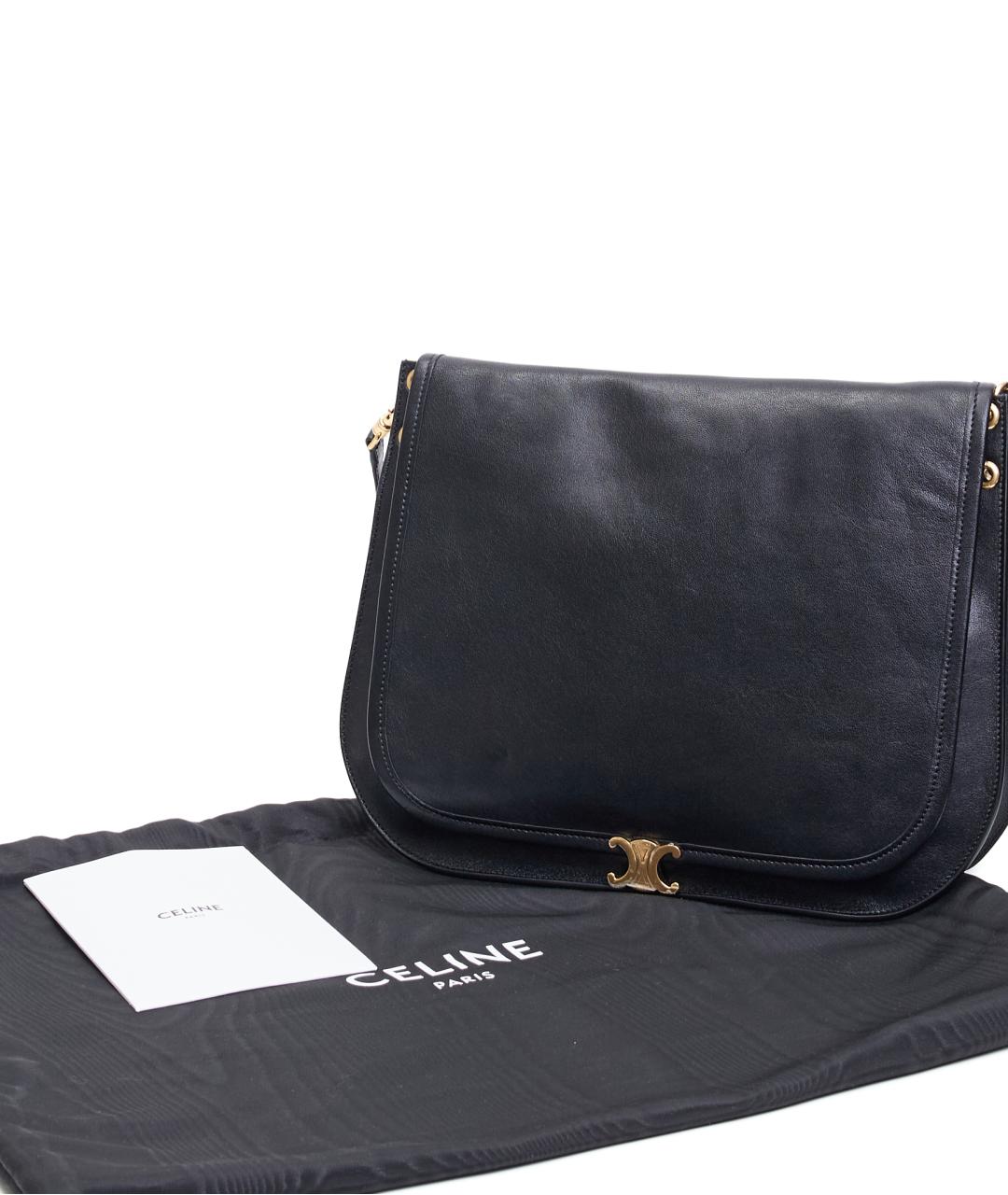 CELINE Черная кожаная сумка через плечо, фото 7
