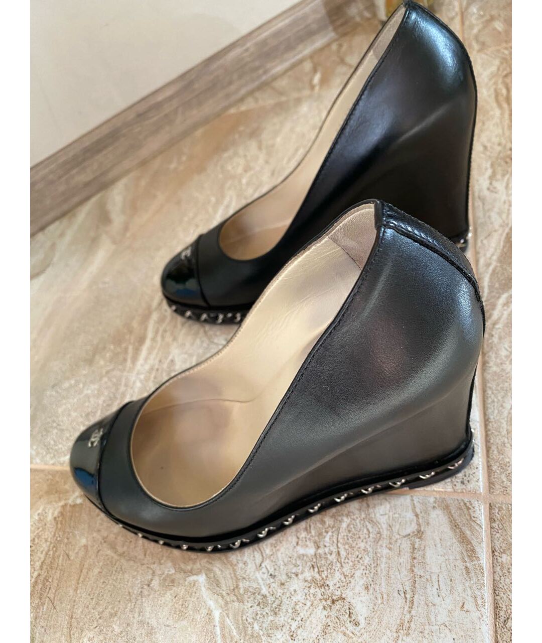 CHANEL Черные кожаные туфли, фото 8