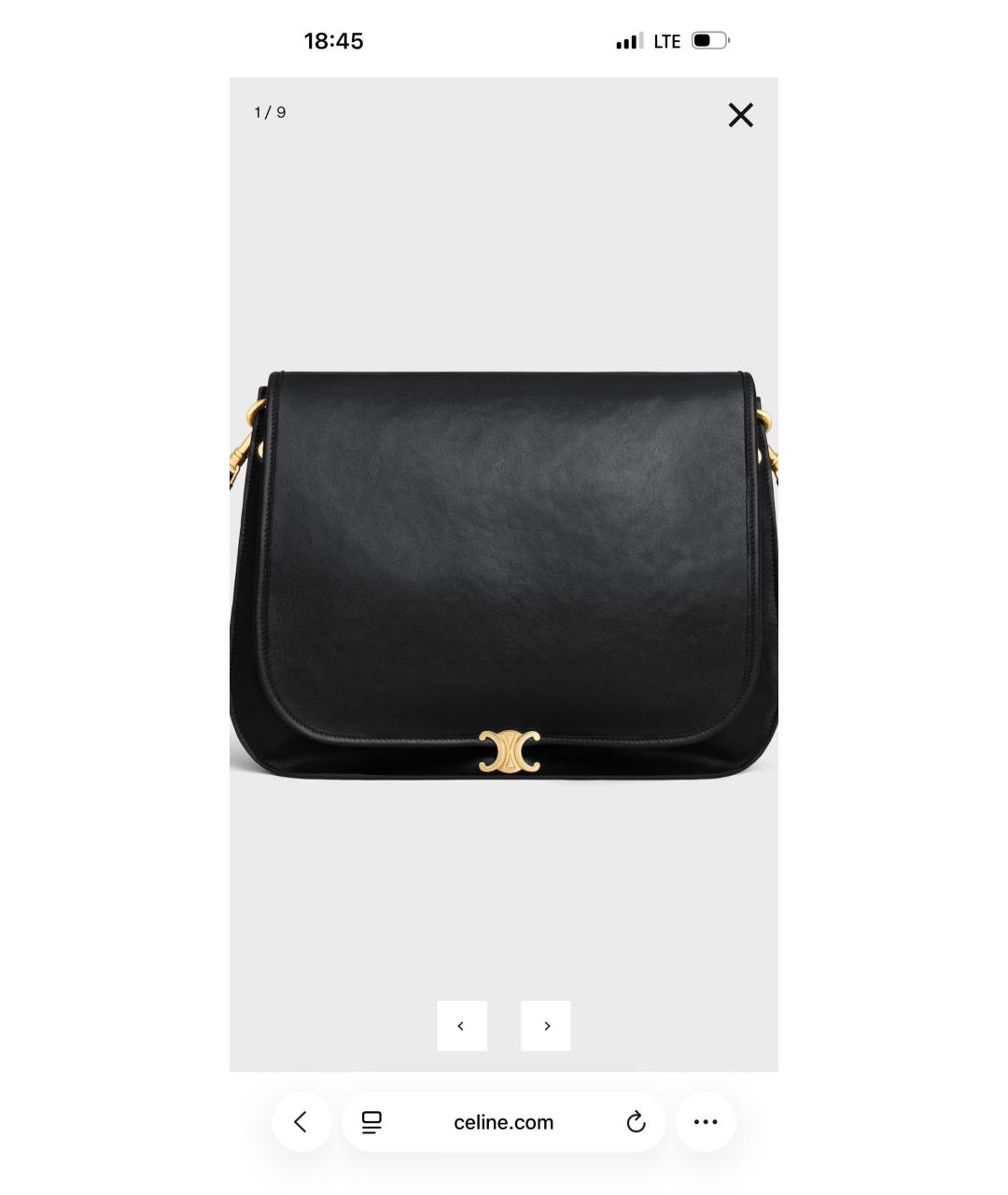 CELINE Черная кожаная сумка через плечо, фото 7