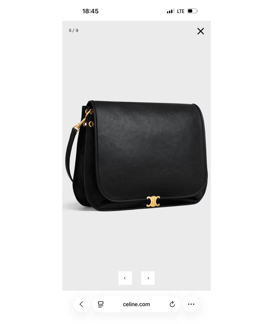 CELINE Черная кожаная сумка через плечо, фото 2