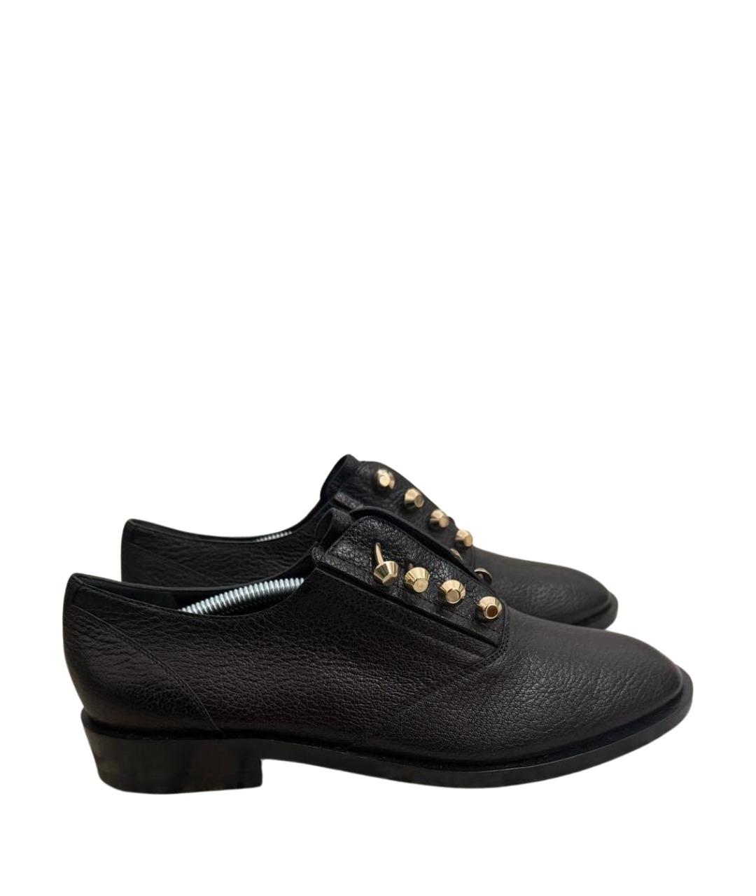 BALENCIAGA Черные кожаные лоферы, фото 1
