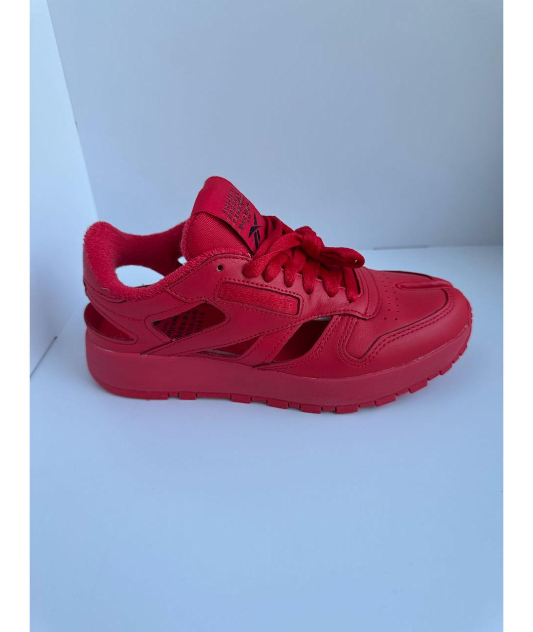 MAISON MARGIELA Красные кожаные кроссовки, фото 6