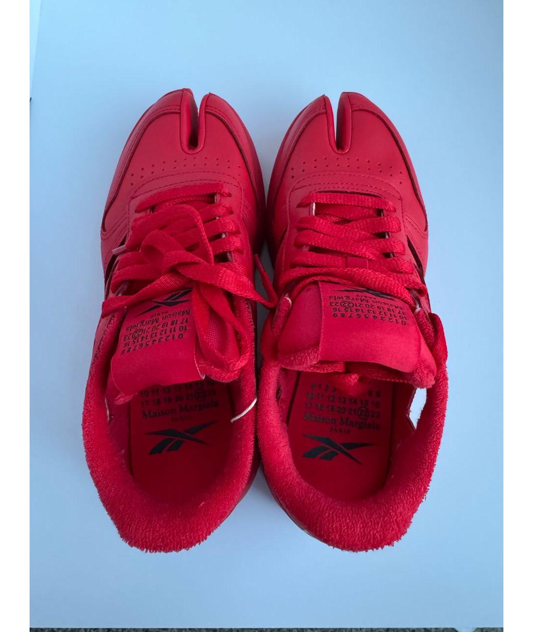 MAISON MARGIELA Красные кожаные кроссовки, фото 3