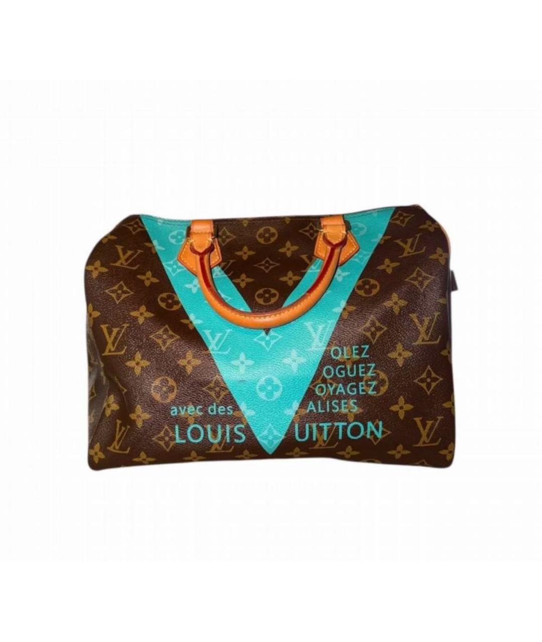 LOUIS VUITTON Коричневая кожаная сумка с короткими ручками, фото 8