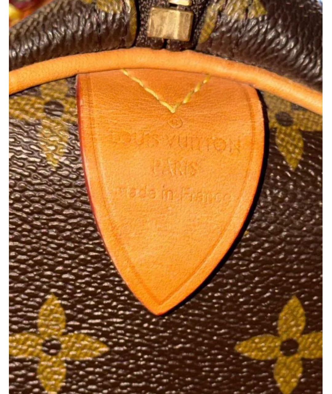 LOUIS VUITTON Коричневая кожаная сумка с короткими ручками, фото 4