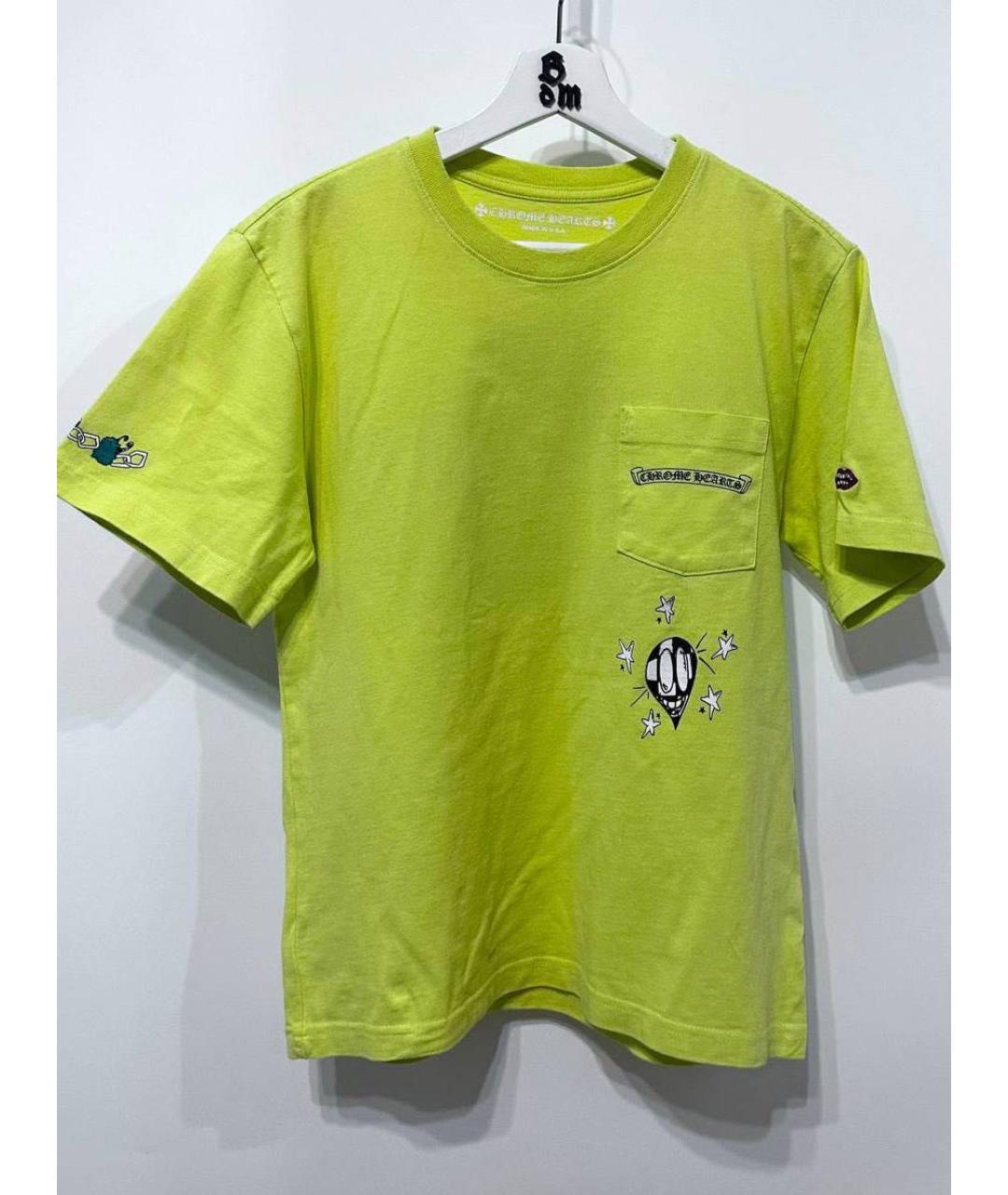 CHROME HEARTS Салатовая хлопковая футболка, фото 8