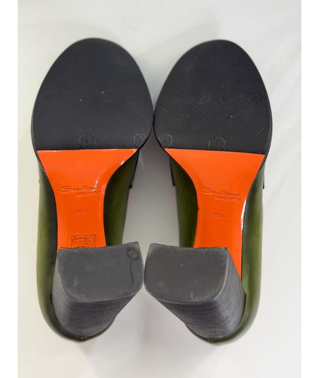 SANTONI Зеленые кожаные туфли, фото 4