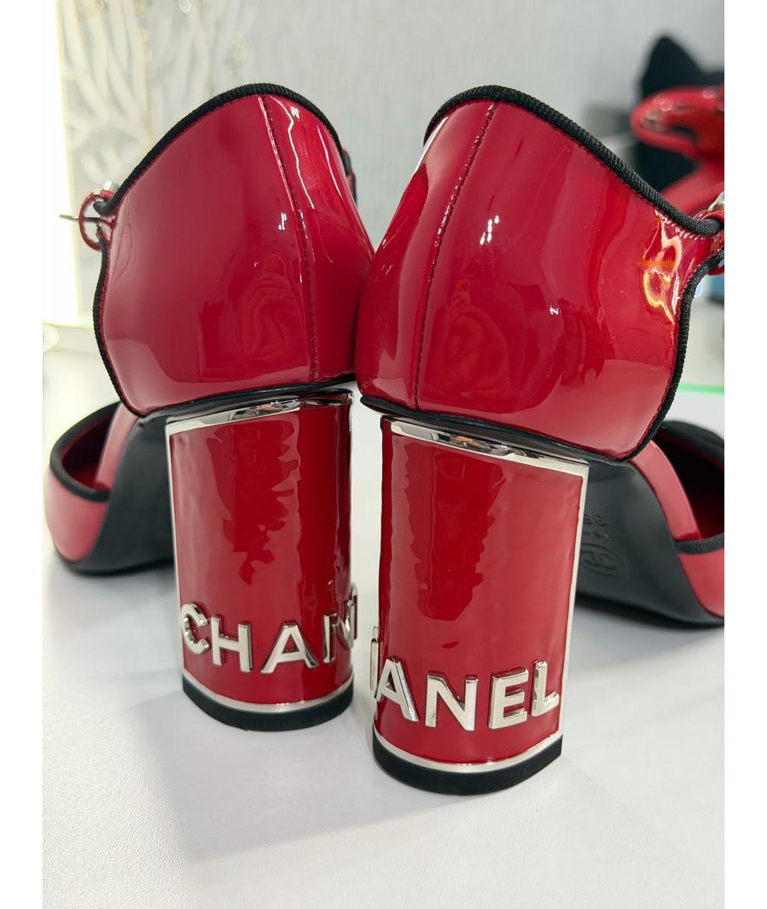 CHANEL Красные туфли из лакированной кожи, фото 3
