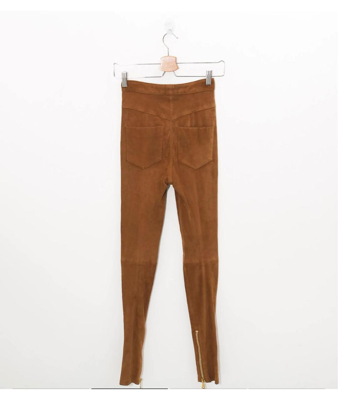 BALMAIN Коричневые замшевые брюки узкие, фото 2