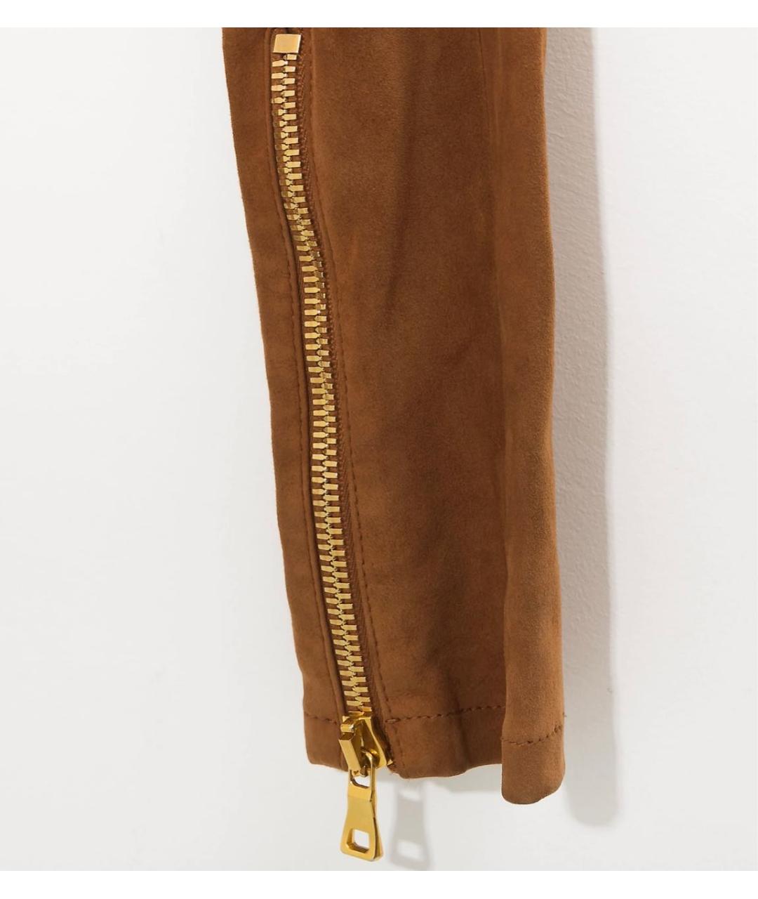 BALMAIN Коричневые замшевые брюки узкие, фото 4