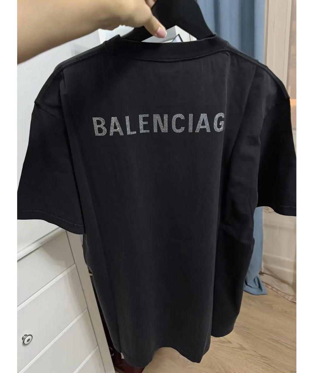 BALENCIAGA Серая хлопковая футболка, фото 3