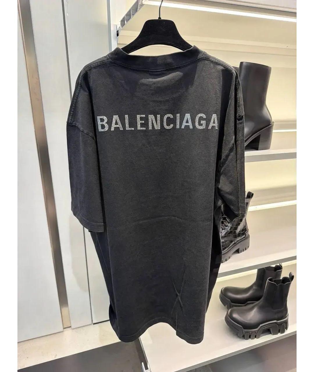 BALENCIAGA Серая хлопковая футболка, фото 2