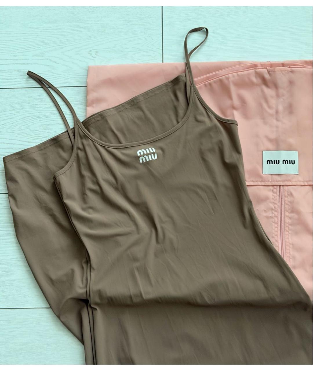 MIU MIU Бежевое хлопковое платье, фото 2