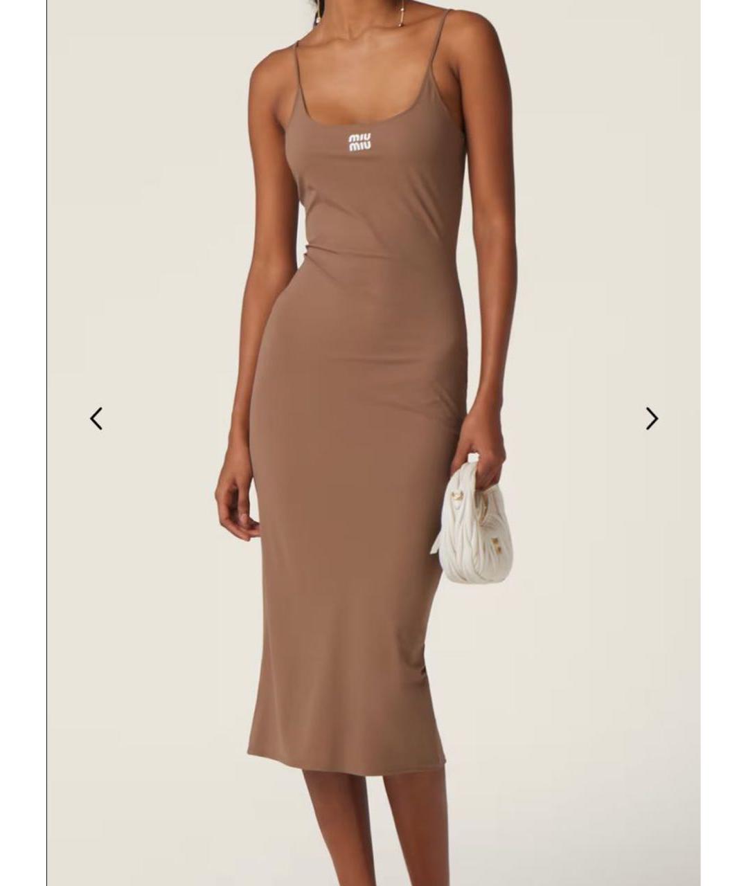 MIU MIU Бежевое хлопковое платье, фото 5