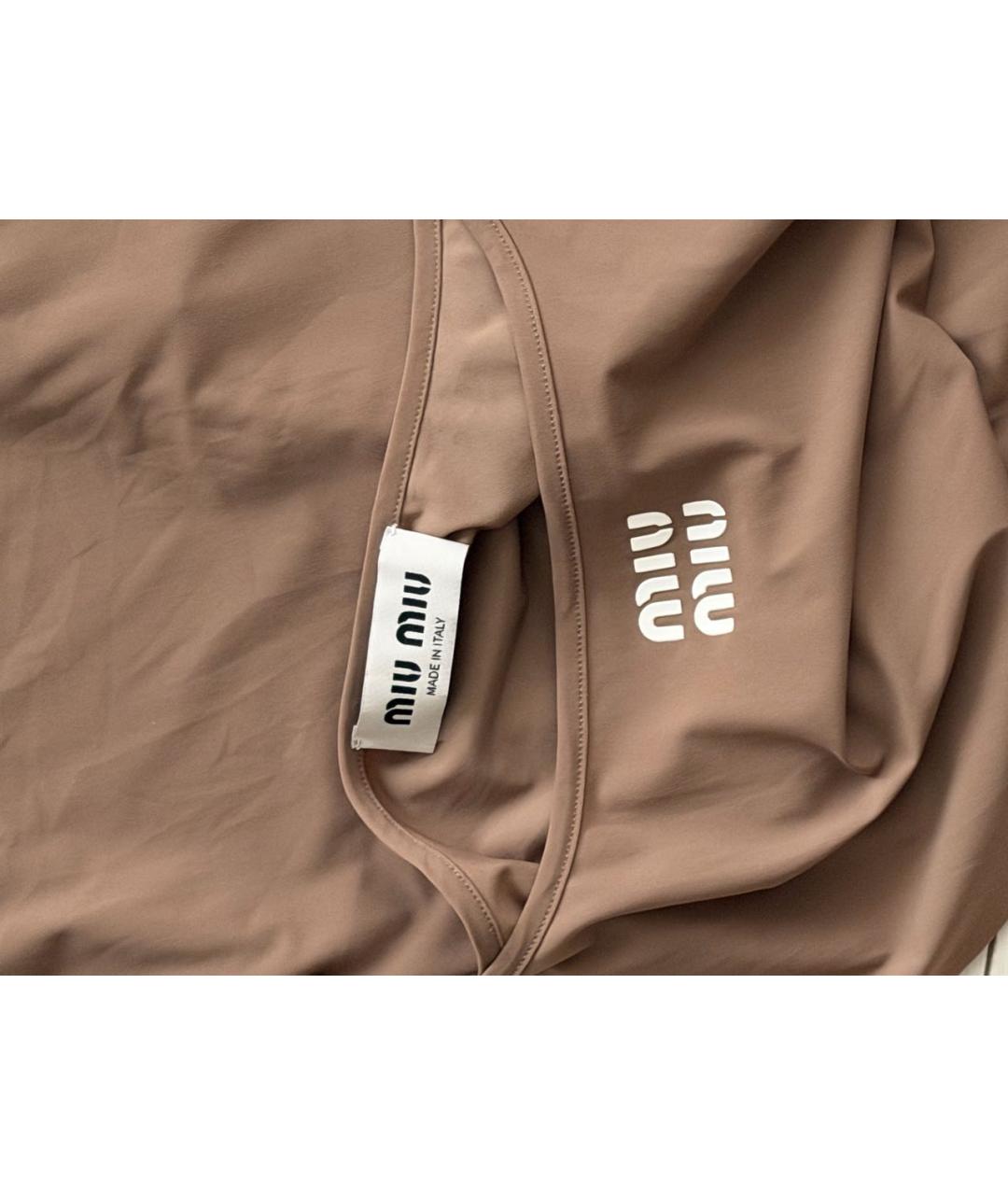 MIU MIU Бежевое хлопковое платье, фото 3