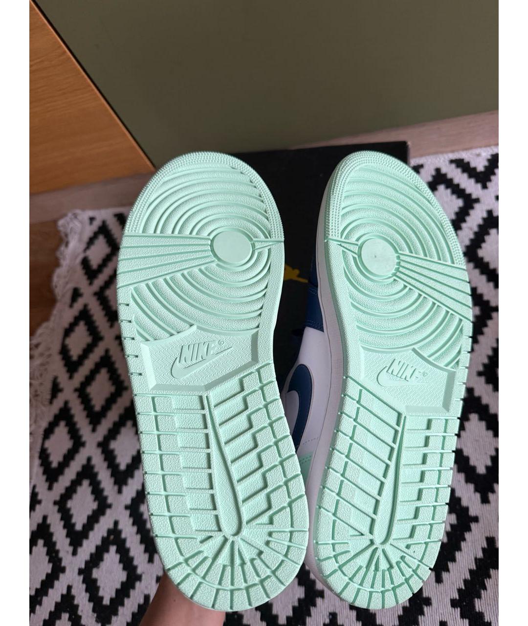 JORDAN Голубые кожаные высокие кроссовки / кеды, фото 3