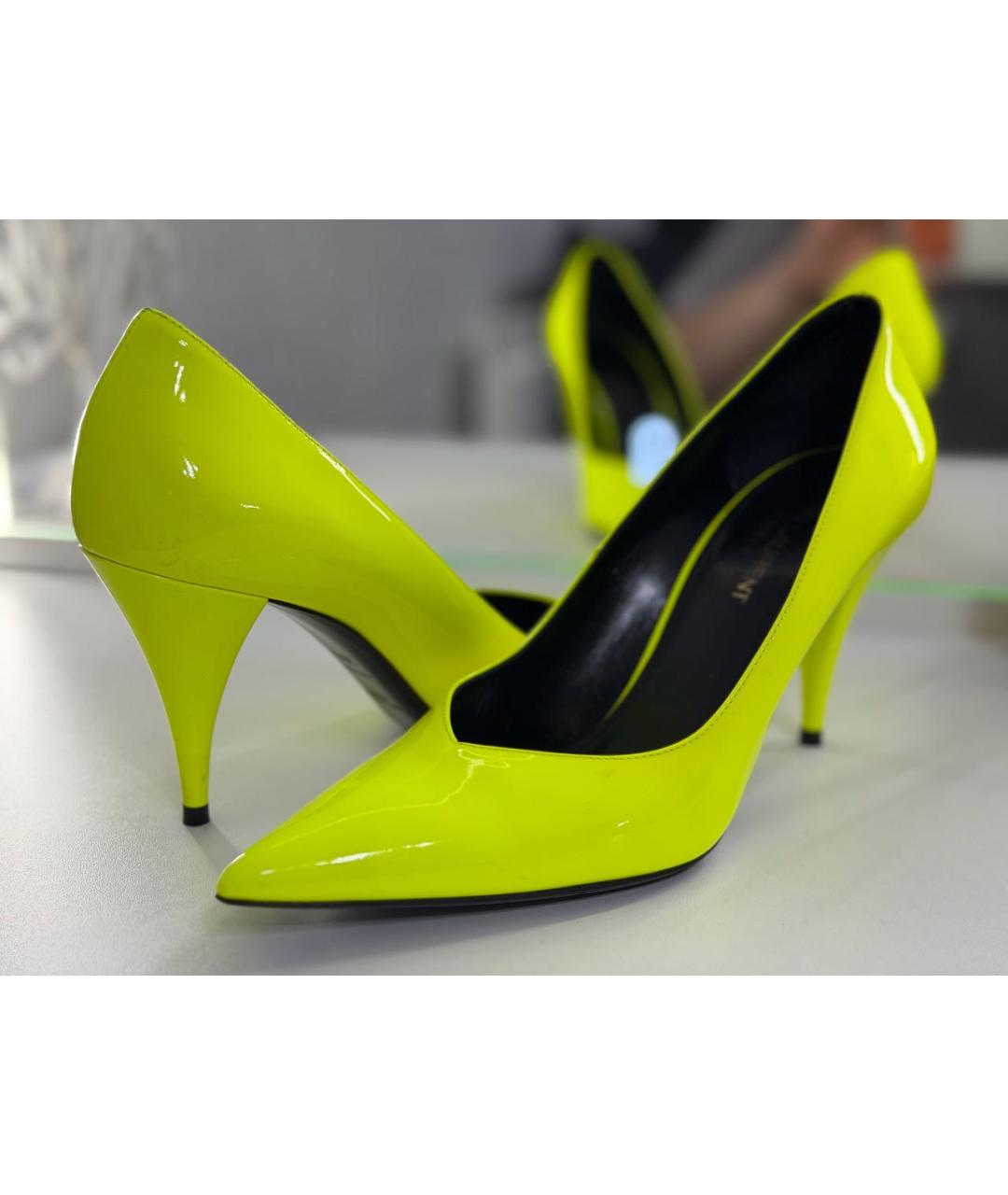 SAINT LAURENT Желтые кожаные туфли, фото 5